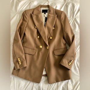 Banana Republic Double Breasted Captain’s Blazer Tan w/ Gold Buttons Size 2 NWT